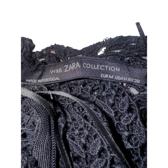 ZARA Medium Vintage-Inspired W&B Black Crochet Dress - Picture 2 of 15